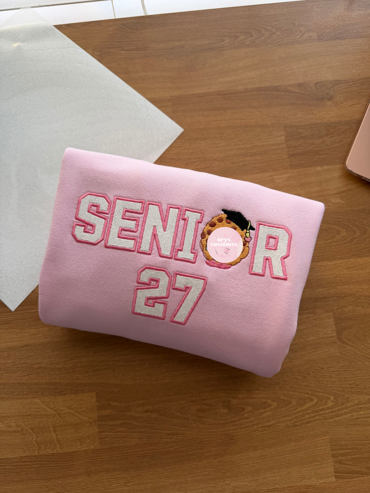 Senior 27 cookie white glitter